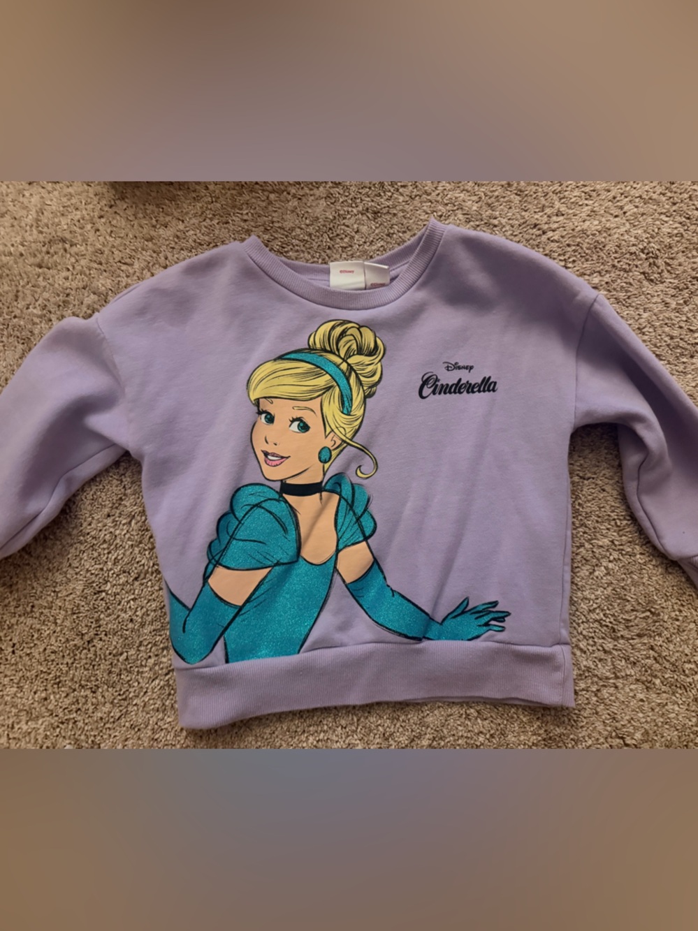 Disney Lavender Sweatshirt with Teal Cinderella Graphic